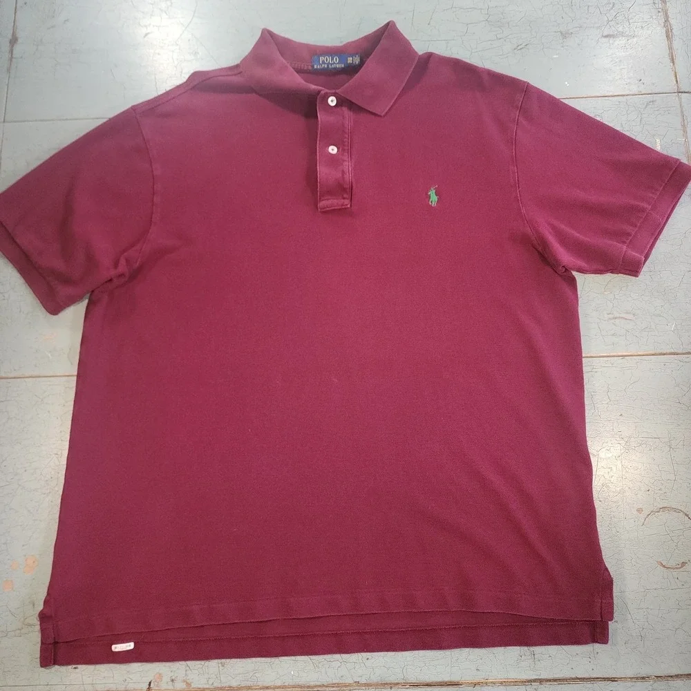 Mens Polo Ralph Lauren Polo Shirt Maroon 100% Cotton sz 1XB Big